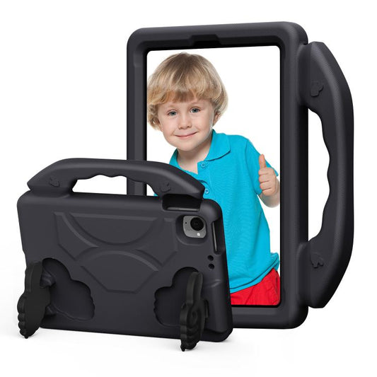 Black EVA shockproof tablet case with handle and stand, rugged kids bumper