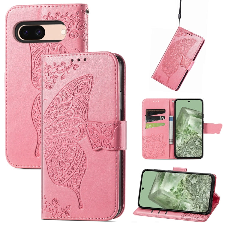 Butterfly Love Flower Embossed Leather Phone Case, For Google Pixel 11 Pro XL, For Google Pixel 10a, For Google Pixel 10 Pro XL, For Google Pixel 9a, For Google Pixel 9 Pro XL, For Google Pixel 8a, For Google Pixel 11 / 11 Pro                          ...