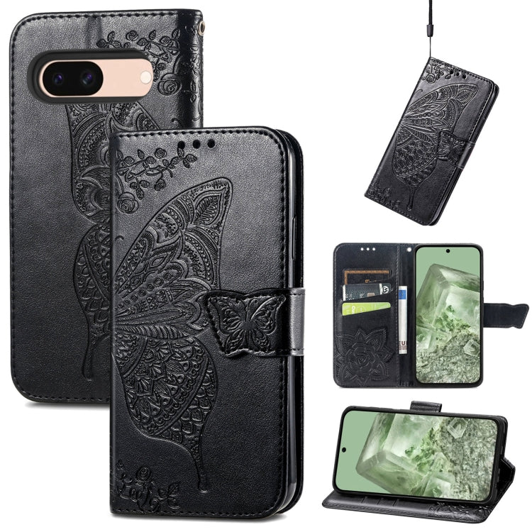 Butterfly Love Flower Embossed Leather Phone Case, For Google Pixel 11 Pro XL, For Google Pixel 10a, For Google Pixel 10 Pro XL, For Google Pixel 9a, For Google Pixel 9 Pro XL, For Google Pixel 8a, For Google Pixel 11 / 11 Pro                          ...