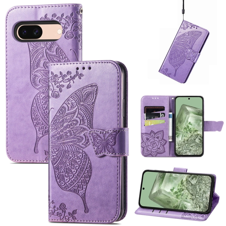Butterfly Love Flower Embossed Leather Phone Case, For Google Pixel 11 Pro XL, For Google Pixel 10a, For Google Pixel 10 Pro XL, For Google Pixel 9a, For Google Pixel 9 Pro XL, For Google Pixel 8a, For Google Pixel 11 / 11 Pro                          ...