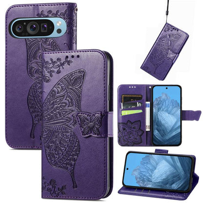 Butterfly Love Flower Embossed Leather Phone Case, For Google Pixel 11 Pro XL, For Google Pixel 10a, For Google Pixel 10 Pro XL, For Google Pixel 9a, For Google Pixel 9 Pro XL, For Google Pixel 8a, For Google Pixel 11 / 11 Pro                          ...