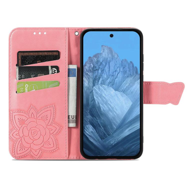Butterfly Love Flower Embossed Leather Phone Case, For Google Pixel 11 Pro XL, For Google Pixel 10a, For Google Pixel 10 Pro XL, For Google Pixel 9a, For Google Pixel 9 Pro XL, For Google Pixel 8a, For Google Pixel 11 / 11 Pro                          ...