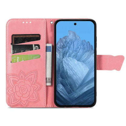 Butterfly Love Flower Embossed Leather Phone Case, For Google Pixel 11 Pro XL, For Google Pixel 10a, For Google Pixel 10 Pro XL, For Google Pixel 9a, For Google Pixel 9 Pro XL, For Google Pixel 8a, For Google Pixel 11 / 11 Pro                          ...