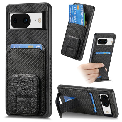 Carbon Fiber Card Bag Fold Stand Phone Case, For Google Pixel 11 Pro XL, For Google Pixel 11, For Google Pixel 11 Pro, For Google Pixel 10 Pro XL, For Google Pixel 9a, For Google Pixel 9 Pro XL, For Google Pixel 8 Pro, For Google Pixel 8               ...