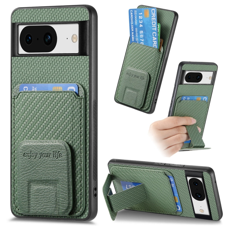 Carbon Fiber Card Bag Fold Stand Phone Case, For Google Pixel 11 Pro XL, For Google Pixel 11, For Google Pixel 11 Pro, For Google Pixel 10 Pro XL, For Google Pixel 9a, For Google Pixel 9 Pro XL, For Google Pixel 8 Pro, For Google Pixel 8               ...