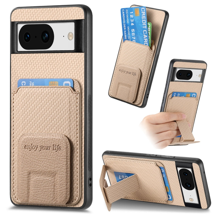 Carbon Fiber Card Bag Fold Stand Phone Case, For Google Pixel 11 Pro XL, For Google Pixel 11, For Google Pixel 11 Pro, For Google Pixel 10 Pro XL, For Google Pixel 9a, For Google Pixel 9 Pro XL, For Google Pixel 8 Pro, For Google Pixel 8               ...