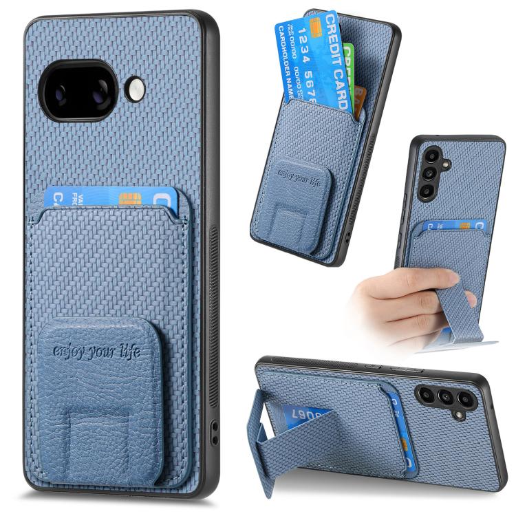Carbon Fiber Card Bag Fold Stand Phone Case, For Google Pixel 11 Pro XL, For Google Pixel 11, For Google Pixel 11 Pro, For Google Pixel 10 Pro XL, For Google Pixel 9a, For Google Pixel 9 Pro XL, For Google Pixel 8 Pro, For Google Pixel 8               ...