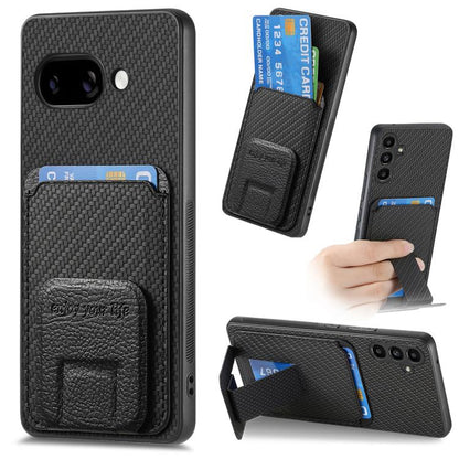 Carbon Fiber Card Bag Fold Stand Phone Case, For Google Pixel 11 Pro XL, For Google Pixel 11, For Google Pixel 11 Pro, For Google Pixel 10 Pro XL, For Google Pixel 9a, For Google Pixel 9 Pro XL, For Google Pixel 8 Pro, For Google Pixel 8               ...