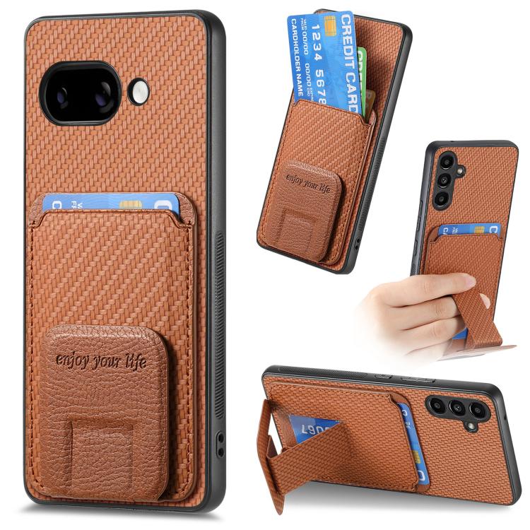 Carbon Fiber Card Bag Fold Stand Phone Case, For Google Pixel 11 Pro XL, For Google Pixel 11, For Google Pixel 11 Pro, For Google Pixel 10 Pro XL, For Google Pixel 9a, For Google Pixel 9 Pro XL, For Google Pixel 8 Pro, For Google Pixel 8               ...