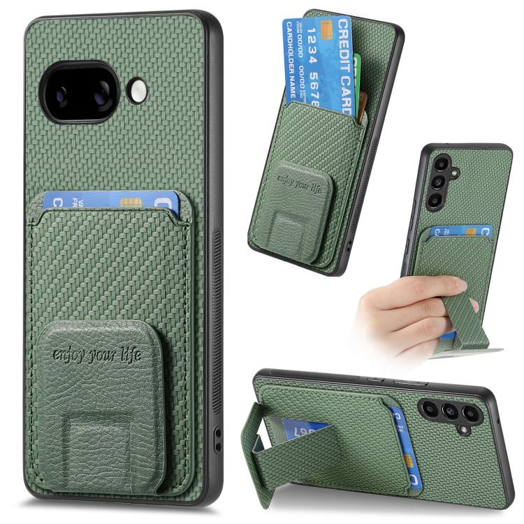 Carbon Fiber Card Bag Fold Stand Phone Case, For Google Pixel 11 Pro XL, For Google Pixel 11, For Google Pixel 11 Pro, For Google Pixel 10 Pro XL, For Google Pixel 9a, For Google Pixel 9 Pro XL, For Google Pixel 8 Pro, For Google Pixel 8               ...