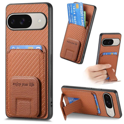 Carbon Fiber Card Bag Fold Stand Phone Case, For Google Pixel 11 Pro XL, For Google Pixel 11, For Google Pixel 11 Pro, For Google Pixel 10 Pro XL, For Google Pixel 9a, For Google Pixel 9 Pro XL, For Google Pixel 8 Pro, For Google Pixel 8               ...