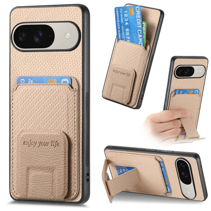 Carbon Fiber Card Bag Fold Stand Phone Case, For Google Pixel 11 Pro XL, For Google Pixel 11, For Google Pixel 11 Pro, For Google Pixel 10 Pro XL, For Google Pixel 9a, For Google Pixel 9 Pro XL, For Google Pixel 8 Pro, For Google Pixel 8               ...