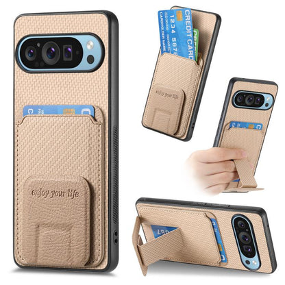 Carbon Fiber Card Bag Fold Stand Phone Case, For Google Pixel 11 Pro XL, For Google Pixel 11, For Google Pixel 11 Pro, For Google Pixel 10 Pro XL, For Google Pixel 9a, For Google Pixel 9 Pro XL, For Google Pixel 8 Pro, For Google Pixel 8               ...