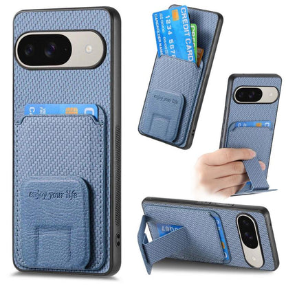 Carbon Fiber Card Bag Fold Stand Phone Case, For Google Pixel 11 Pro XL, For Google Pixel 11, For Google Pixel 11 Pro, For Google Pixel 10 Pro XL, For Google Pixel 9a, For Google Pixel 9 Pro XL, For Google Pixel 8 Pro, For Google Pixel 8               ...