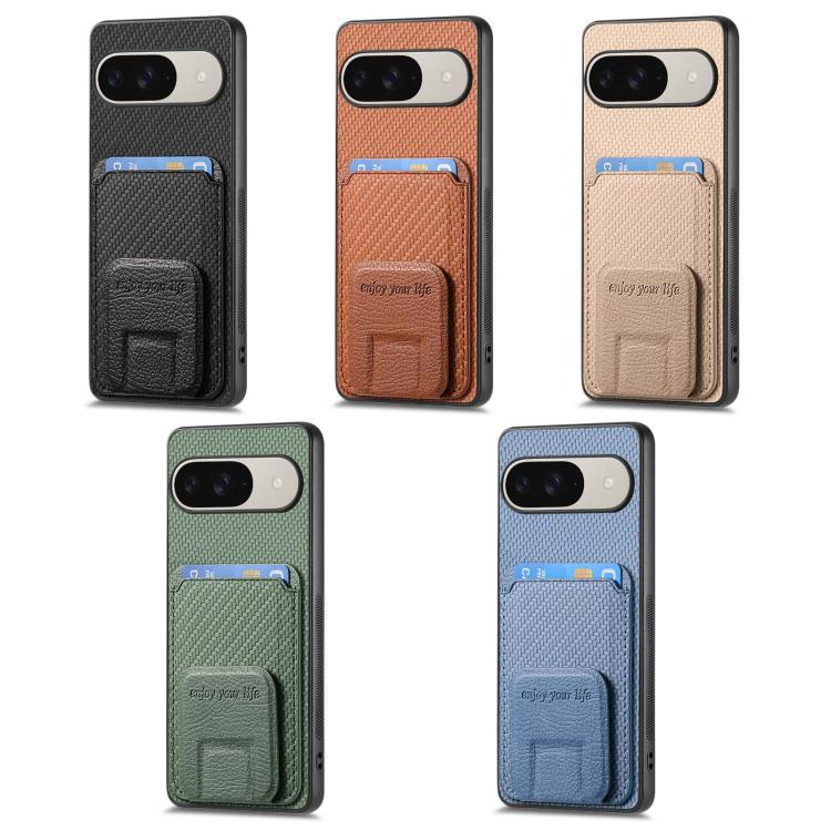 Carbon Fiber Card Bag Fold Stand Phone Case, For Google Pixel 11 Pro XL, For Google Pixel 11, For Google Pixel 11 Pro, For Google Pixel 10 Pro XL, For Google Pixel 9a, For Google Pixel 9 Pro XL, For Google Pixel 8 Pro, For Google Pixel 8               ...