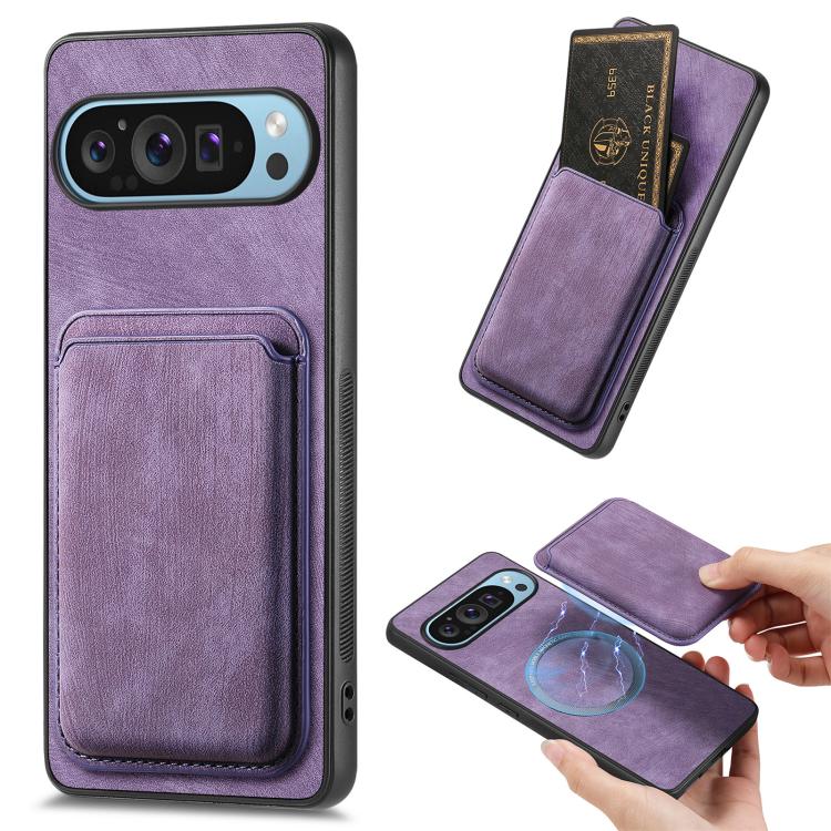 Retro Leather Card Bag Magnetic Phone Case, For Google Pixel 9 / 9 Pro