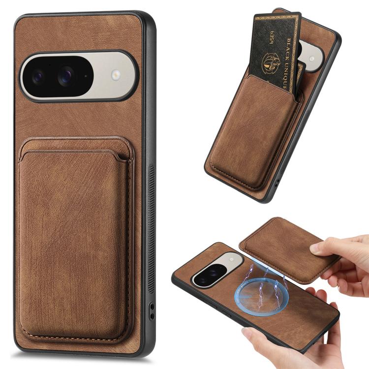 Retro Leather Card Bag Magnetic Phone Case, For Google Pixel 11 Pro XL, For Google Pixel 11, For Google Pixel 11 Pro, For Google Pixel 10 Pro XL, For Google Pixel 9A, For Google Pixel 9 Pro XL, For Google Pixel 8 Pro, For Google Pixel 8                ...