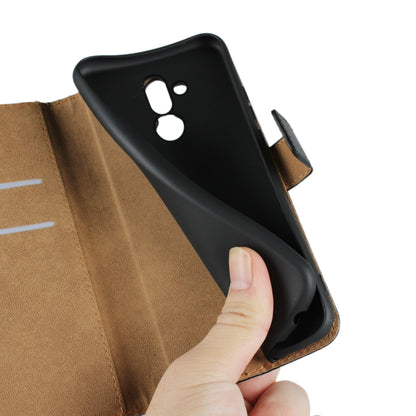 Black leather flip holster wallet for Huawei Mate 20 Lite, with phone camera cutout.