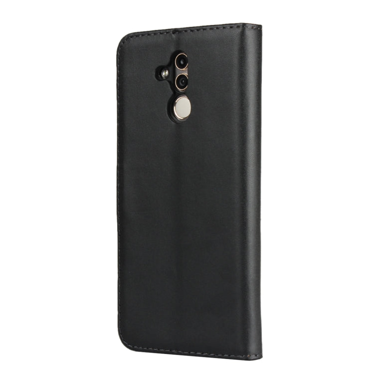 Black leather phone flip wallet holster for Huawei Mate 20 Lite, camera cutout on back