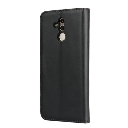 Black leather phone flip wallet holster for Huawei Mate 20 Lite, camera cutout on back