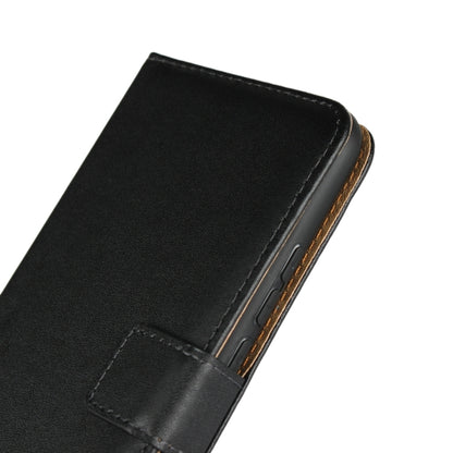Black leather phone flip wallet holster for Huawei Mate 20 Lite, side edge and stitching