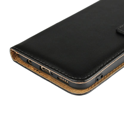Black leather phone flip wallet holster for Huawei Mate 20 Lite, bottom port cutouts visible
