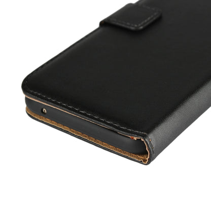 Black leather phone flip wallet holster for Huawei Mate 20 Lite, rounded bottom edge detail