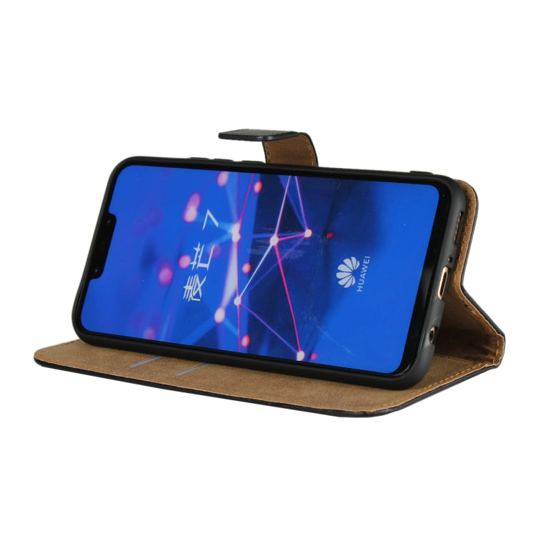 Leather phone flip wallet holster for Huawei Mate 20 Lite, stand-style viewing with phone inside