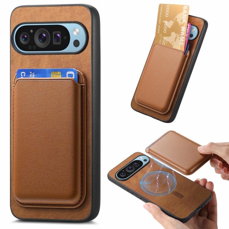 Retro Magsafe Card Bag PU Back Cover Phone Case, For Google Pixel 11 Pro XL, For Google Pixel 11, For Google Pixel 11 Pro, For Google Pixel 10 Pro XL, For Google Pixel 9a, For Google Pixel 9 Pro XL, For Google Pixel 9 Pro, For Google Pixel 9           ...