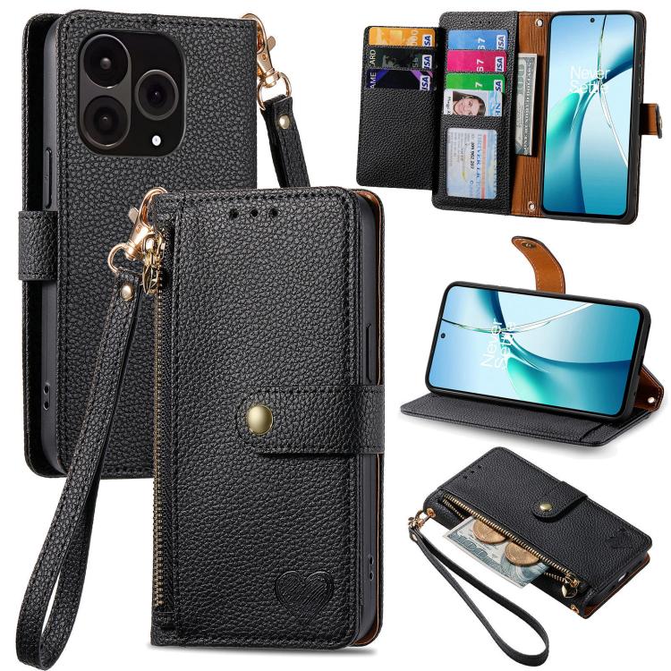 Love Zipper Lanyard Leather Phone Case, For OnePlus 15, For OnePlus Ace 3 Pro, For OnePlus Nord  CE4, For OnePlus Nord N30 SE