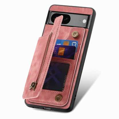 Retro Leather Zipper Wallet Back Phone Case, For Google Pixel 6, For Google Pixel 10 / 10 Pro