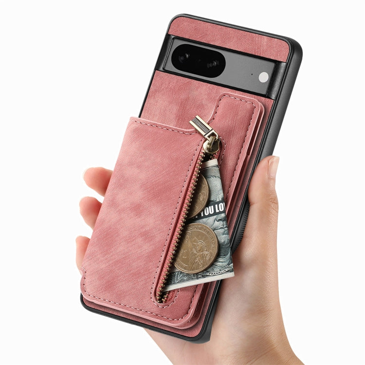 Retro Leather Zipper Wallet Back Phone Case, For Google Pixel 6, For Google Pixel 10 / 10 Pro