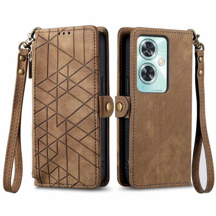 Geometric Zipper Wallet Side Buckle Leather Phone Case, For OnePlus 15, For OnePlus Ace 3 Pro, For OnePlus Nord CE 4, For OnePlus Nord N30 SE