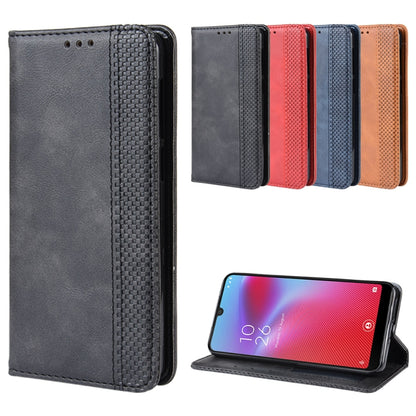 Dark gray retro leather flip phone case with card slots and textured side frame