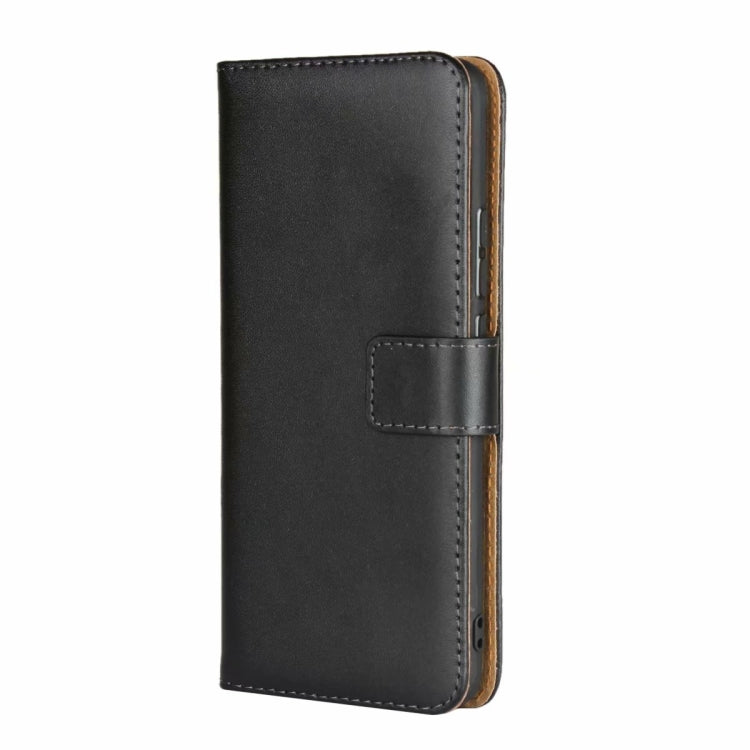 Black leather flip phone holster with front magnetic closure strap and stitched edges