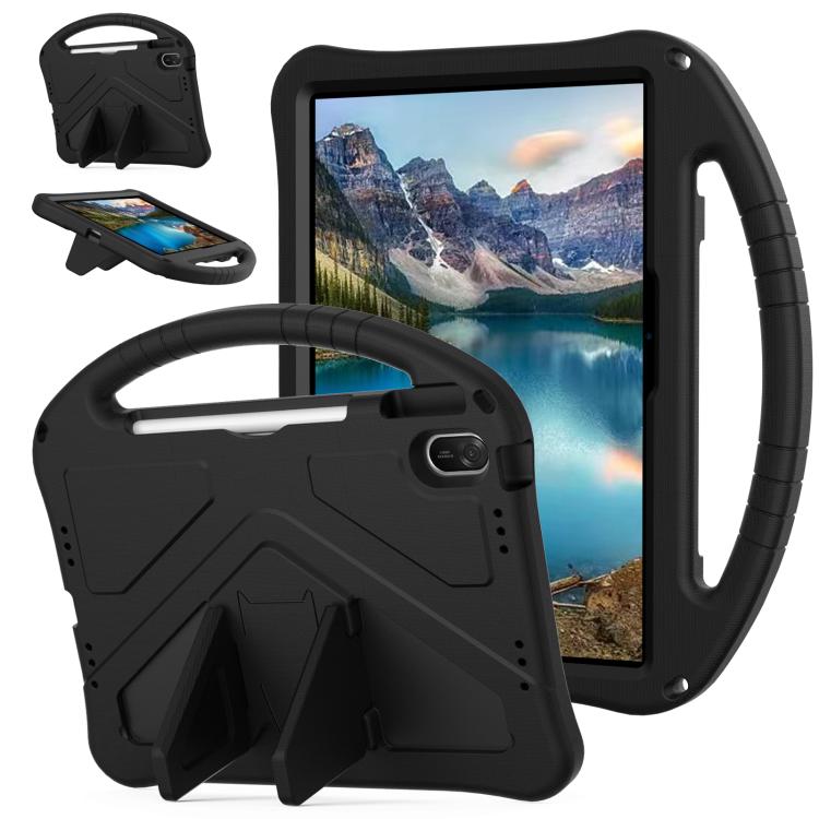 Black EVA shockproof tablet case with built-in handle and kickstand