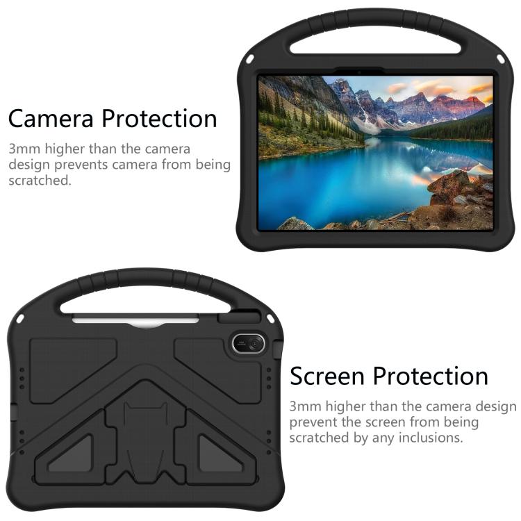 Black tablet case with raised camera and screen protection cutouts