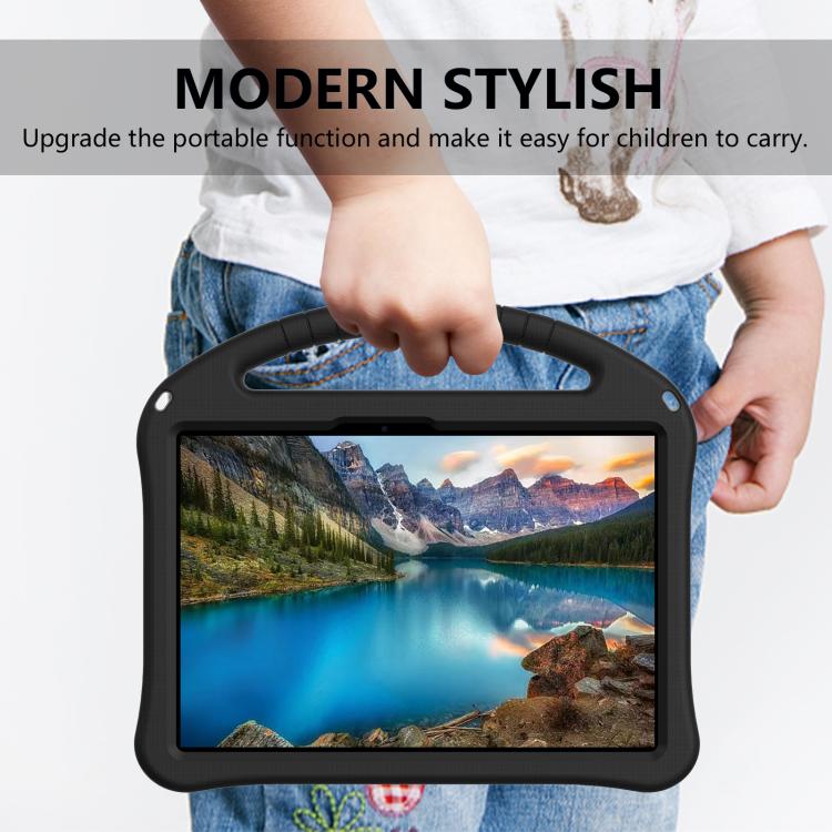 Black tablet case with front kickstand and carry handle for tablets