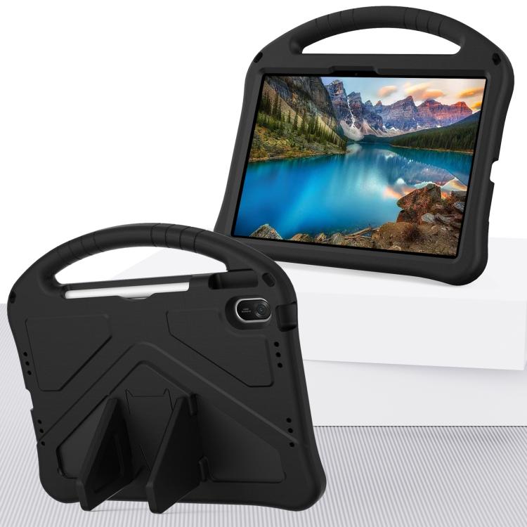 Black tablet case with fold-out kickstand and side hand grip