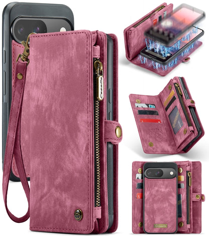 CaseMe detachable leather phone wallet case with wrist strap, mauve/pink