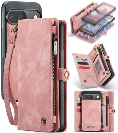 CaseMe detachable leather phone wallet case with card slots, pink