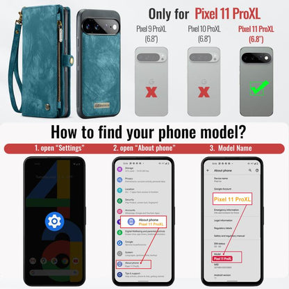 Teal leather MagSafe phone wallet case for Pixel models, with card slots