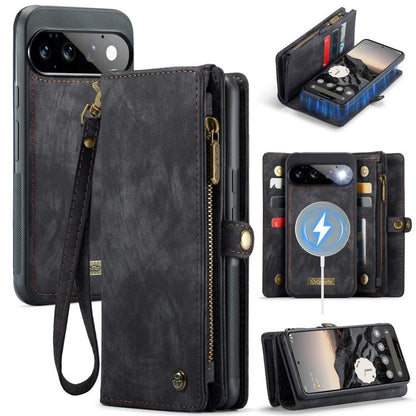 Black leather phone wallet case with wrist strap and multi-slot interior.