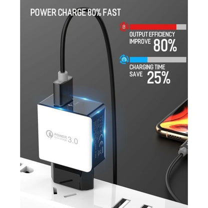 1USB QC 3.0 Wire Drawing Quick Charger EU Plug, QC 3.0 Black, QC 3.0 White