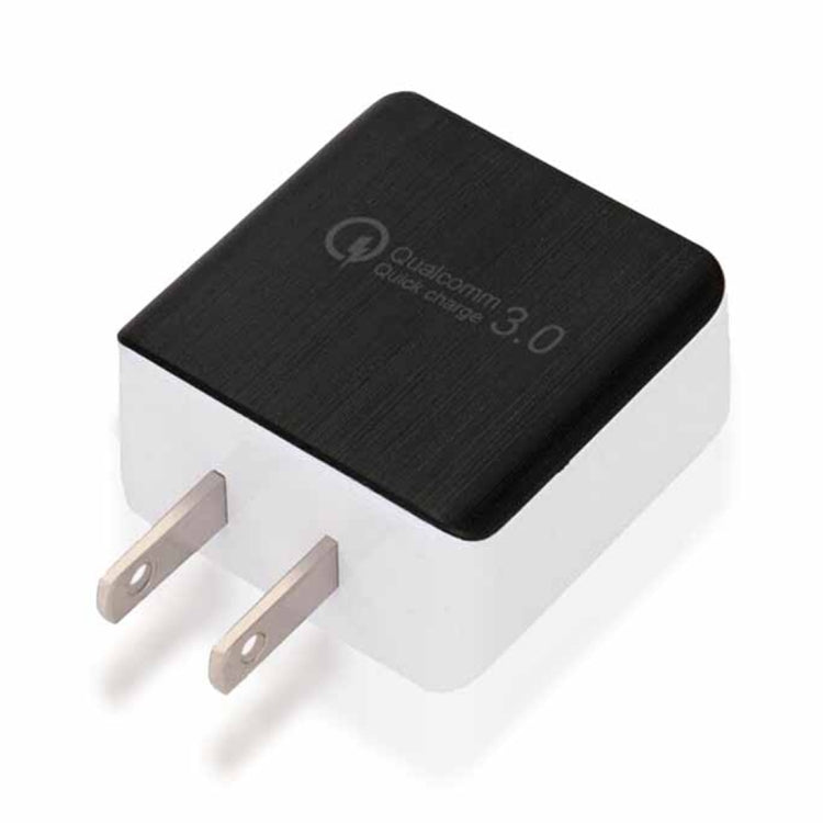 1USB QC 3.0 Wire Drawing Quick Charger US Plug, black, white