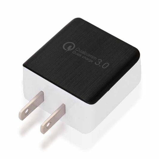1USB QC 3.0 Wire Drawing Quick Charger US Plug, black, white
