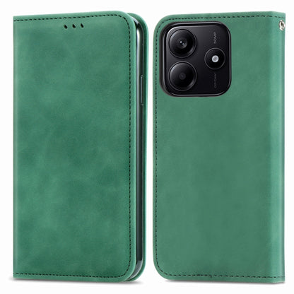 Green magnetic flip phone case with stitched edges and camera cutout view, front and back