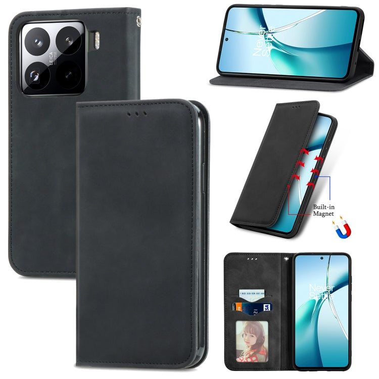Black magnetic flip leather phone case with card slot and kickstand view
