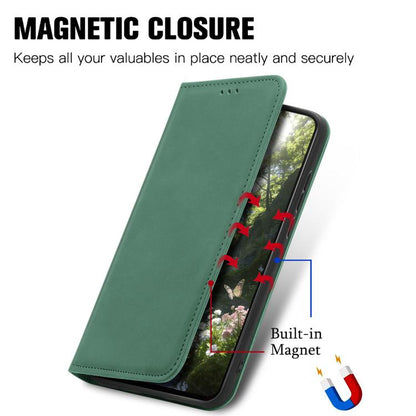 Green magnetic flip leather phone case with magnetic closure for secure locking