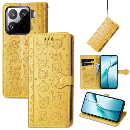 Gold embossed cat/dog leather wallet phone case, flip cover, card slots